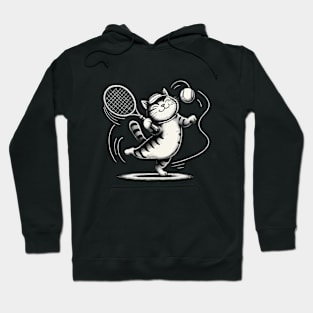 funny tennis cat dance with tennis ball Hoodie